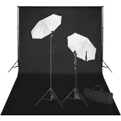 vidaXL Studioset met zwarte achtergrond en lampen 600x300 cm