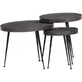 vidaXL Salontafel, 3 stuks, zwart, houtvezel