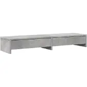 vidaXL Monitorstandaard met lades 100x27x15 cm bewerkt hout betongrijs