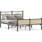 vidaXL Bedframe zonder matras hout sonoma eikenkleurig 137x190 cm