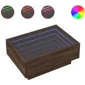 vidaXL LED-salontafel, bruin, eikenlook, 70x50x30 cm, houtvezel