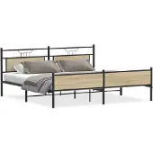 vidaXL Bedframe zonder matras metaal sonoma eikenkleur 200x200 cm