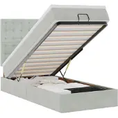 vidaXL Ottoman bed met matrassen 80x200cm fluweel lichtgrijs