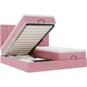 vidaXL Ottomanbed met matras en LED-verlichting, roze, 160x200 cm, fluweel