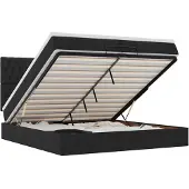 vidaXL Ottoman bed met matrassen 200x200cm stof zwart