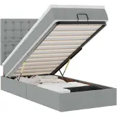 vidaXL Ottoman bed met matras 80x200cm stof lichtgrijs
