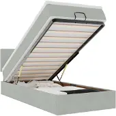 vidaXL Ottoman bed met matras en LED's 100x200 cm fluweel lichtgrijs