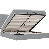 vidaXL Ottoman bed met matras en LED's 160x200cm stof lichtgrijs