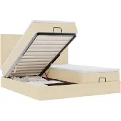vidaXL Ottoman bed met matrassen en LED's 180x200cm stof crèmekleurig