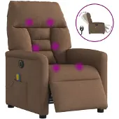 vidaXL Massagestoel elektrisch verstelbaar stof bruin