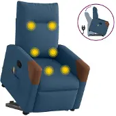 vidaXL Sta-op-massagestoel verstelbaar stof blauw