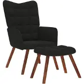 vidaXL Relaxstoel met kruk zwart fluweel