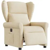 vidaXL Fauteuil verstelbaar elektrisch stof crèmekleurig