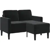 vidaXL Tweezitsbank met chaise longue L-vormig zwart 125 cm fluweel