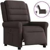 vidaXL Fauteuil verstelbaar elektrisch stof donkerbruin