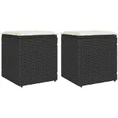 vidaXL Tuinkrukken met kussens 2 st 40x40x43 cm poly rattan zwart