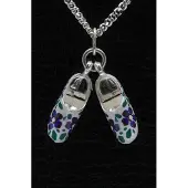 MOOYE ® - Collectie Zilveren Klompen ketting hanger - blauwe bloem