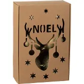 J-Line kerstbal - kunststof - bruin - doos van 6
