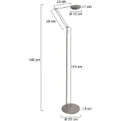 Steinhauer Vloerlamp Zenith, dimbaar, alu / grijs / zink, Woon-/ Eetkamer, metaal, Modern, vloerlamp