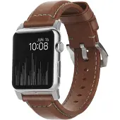 Nomad Apple Watch 42mm Leren Polsband Bruin/Zilver