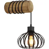 Globo Landelijke wandlamp Caldwell zwart met hout
