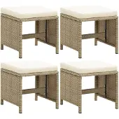 vidaXL Tuinstoelen, 4 stuks, met zitkussen, polyrotan, beige