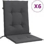 vidaXL Stoelkussens 6 st lage rug 100x50x4 cm stof gemêleerd antraciet