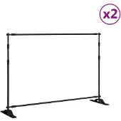 vidaXL Achtergrondstandaards 2 st 305x243 cm staal zwart