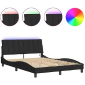 vidaXL Bedframe met LED-verlichting, zonder matras, "Hanko", zwart, 140x190 cm, fluweel