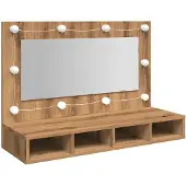 vidaXL Spiegelkast met LED Artisan Eiken 90x31,5x62 cm