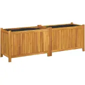 vidaXL Plantenbak met voering 153x38,5x50 cm massief acaciahout