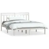 vidaXL Bedframe massief hout wit 150x200 cm