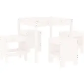 vidaXL 5-delige tuinset, wit, massief hout, grenen