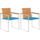 vidaXL Tuinstoelen met kussens, 2 stuks. Gemaakt van massief acaciahout en staal