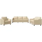 vidaXL 3-delige Loungeset met kussens stof crèmekleurig