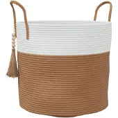 vidaXL Opbergmand Ø 40x35 cm katoen bruin en wit