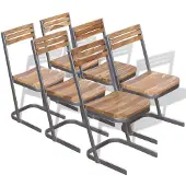 vidaXL Eetkamerstoelen 6 stuks massief teakhout