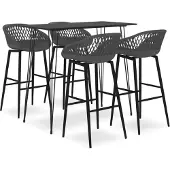 vidaXL 5-delige Barset zwart en grijs