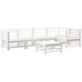 vidaXL 6-delige loungeset voor de tuin, wit, massief hout, grenen