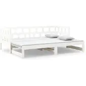 vidaXL Slaapbank uitschuifbaar massief grenenhout wit 2x(90x190) cm