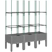 vidaXL Plantenbak met latwerk 120x40x142,5 cm polypropeen lichtgrijs