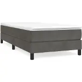 vidaXL Boxspringbedframe, donkergrijs, 90x200 cm, fluweel
