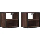 vidaXL Nachtkastjes 2st wandgemonteerd 40x31x39,5cm bruin eikenkleurig