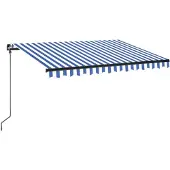 vidaXL Luifel handmatig uittrekbaar met LED 350x250 cm blauw en wit