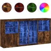 vidaXL Dressoir met LED-verlichting 202x37x100 cm gerookt eikenkleurig