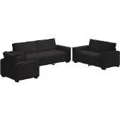 vidaXL 3-delige Loungeset met kussens fluweel zwart