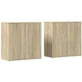 vidaXL Dressoirs 2 st 79x38x80 cm bewerkt hout sonoma eikenkleurig