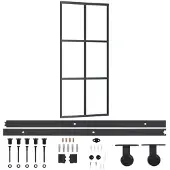vidaXL Schuifdeur met beslag 90x205 cm aluminium en ESG-glas