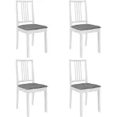vidaXL Eetkamerstoelen met kussens 4 st massief hout wit
