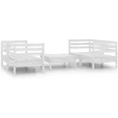 vidaXL 5-delige loungeset voor de tuin, wit, grenenhout, massief